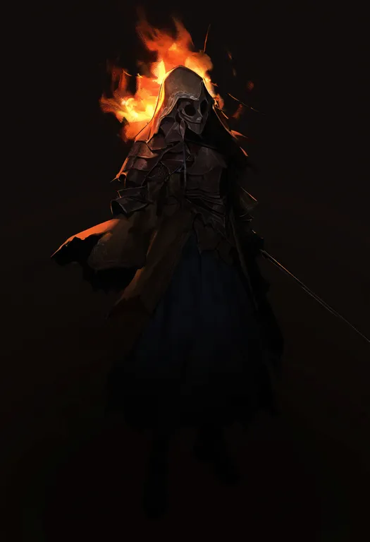 masterpiece, best quality, newest, absurdres, highres, safe, blazing_souls, solo, simple_background — by k3scat, made with ComfyUI