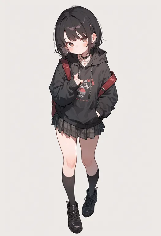 masterpiece, best quality, score_7, safe, petite, 1girl, solo, simple background — by k3scat, made with ComfyUI