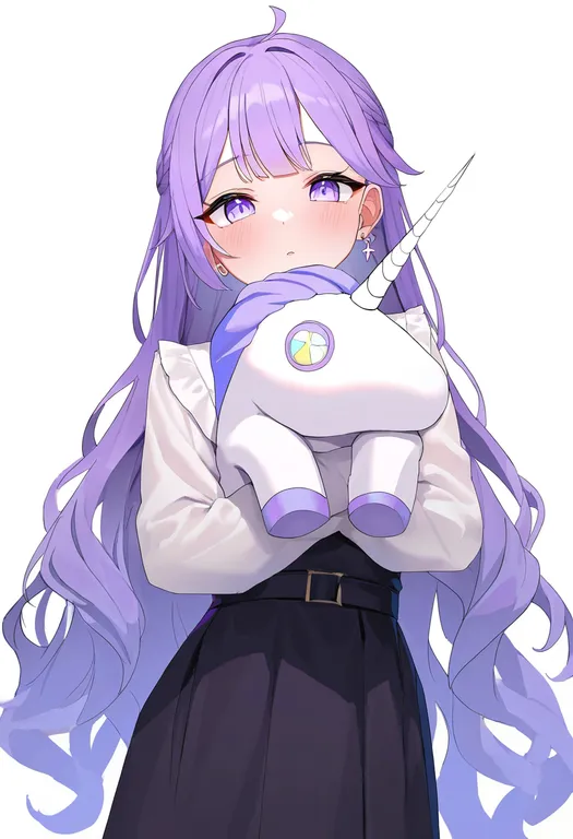 masterpiece, best quality, newest, absurdres, highres, safe, stuffed_winged_unicorn, 1girl, solo, simple_background — by k3scat, made with ComfyUI