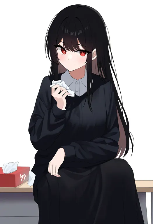 masterpiece, best quality, newest, absurdres, highres, safe, tissue_box, 1girl, solo, simple_background — by k3scat, made with ComfyUI