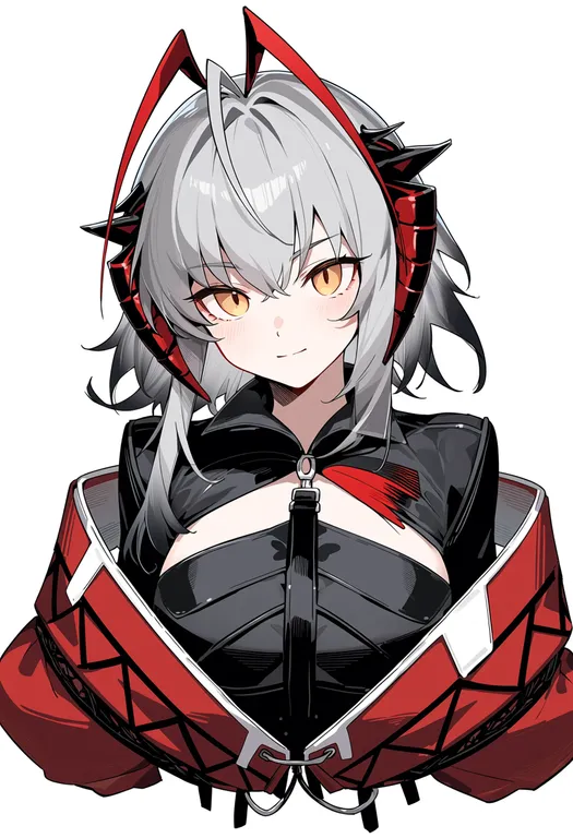 masterpiece, best quality, score_7, safe, wis'adel (arknights), arknights, solo, upper body, simple background — by k3scat, made with ComfyUI