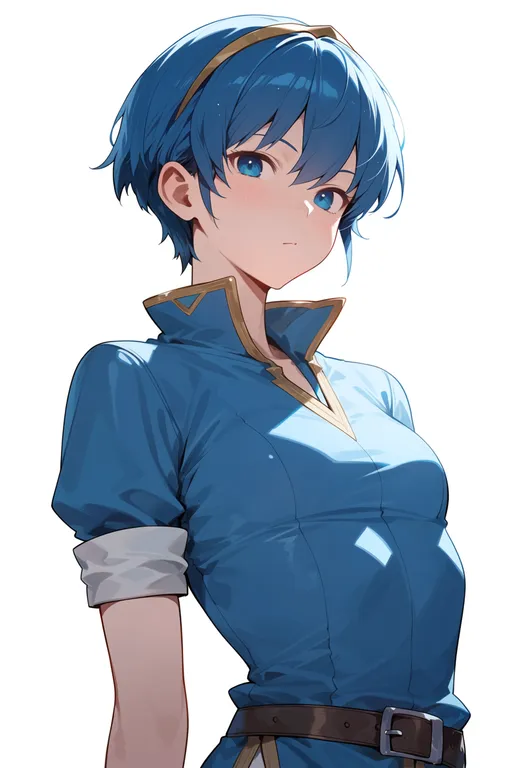 masterpiece, best quality, score_7, safe, marth (fire emblem), fire emblem, solo, upper body, simple background — by k3scat, made with ComfyUI