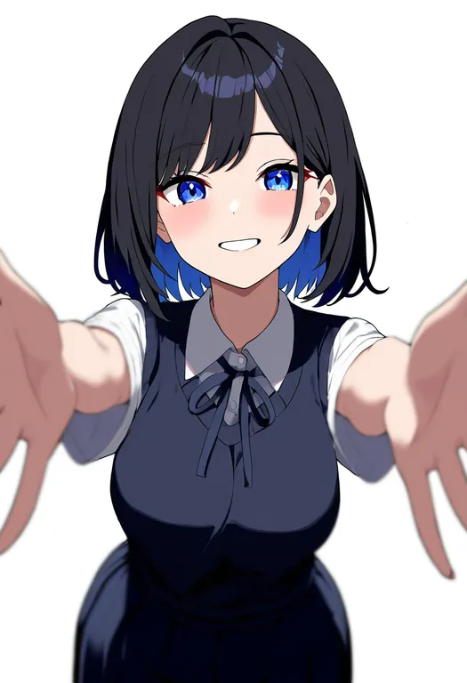 masterpiece, best quality, newest, absurdres, highres, safe, incoming_hug, 1girl, solo, simple_background — by k3scat, made with ComfyUI