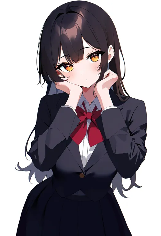masterpiece, best quality, newest, absurdres, highres, safe, wrist_bow, 1girl, solo, simple_background — by k3scat, made with ComfyUI