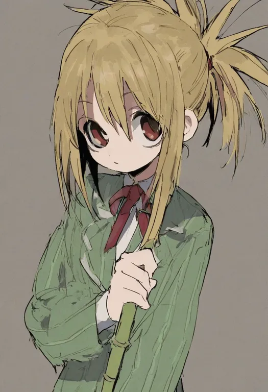 masterpiece, best quality, general, bamboo blade, solo, simple background — by k3scat, made with ComfyUI