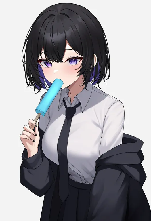 masterpiece, best quality, newest, absurdres, highres, safe, melting_popsicle, 1girl, solo, simple_background — by k3scat, made with ComfyUI