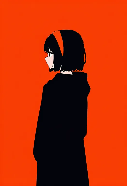 masterpiece, best quality, newest, absurdres, highres, safe, orange_hairband, 1girl, solo, simple_background — by k3scat, made with ComfyUI