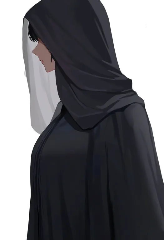 masterpiece, best quality, newest, absurdres, highres, safe, grey_robe, 1girl, solo, simple_background — by k3scat, made with ComfyUI