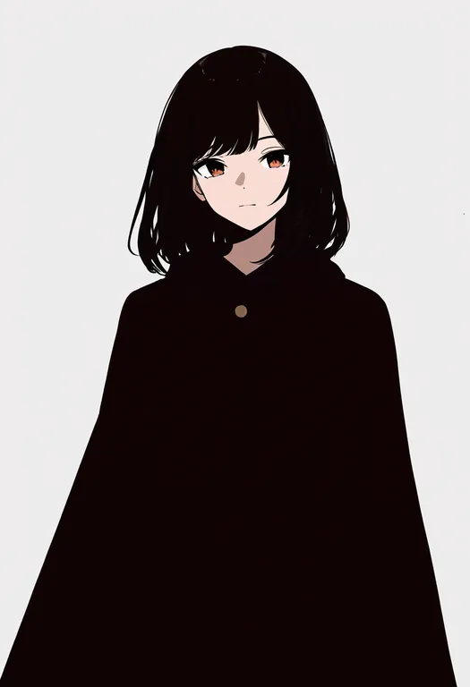 masterpiece, best quality, newest, absurdres, highres, safe, brown_cape, 1girl, solo, simple_background — by k3scat, made with ComfyUI