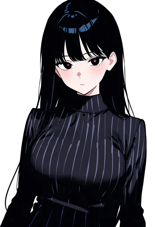 masterpiece, best quality, newest, absurdres, highres, safe, pinstripe_vest, 1girl, solo, simple_background — by k3scat, made with ComfyUI