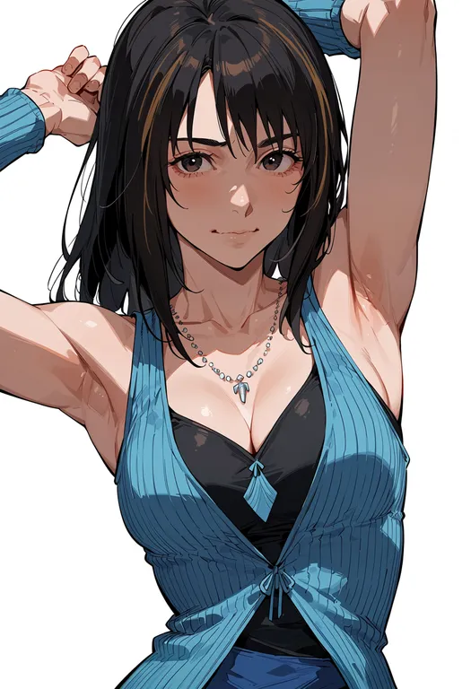 masterpiece, best quality, score_7, safe, rinoa heartilly, solo, upper body, simple background — by k3scat, made with ComfyUI