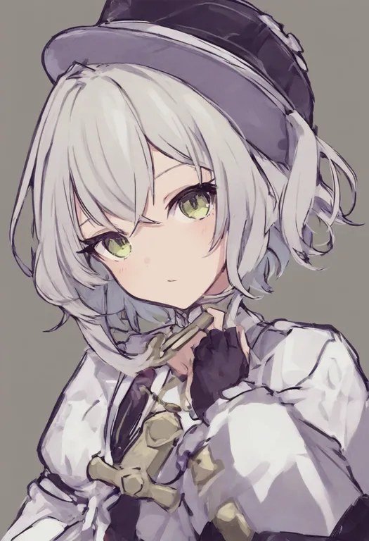 masterpiece, best quality, general, asymmetrical clothes, 1girl, solo, simple background — by k3scat, made with ComfyUI