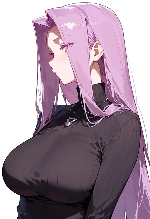 masterpiece, best quality, score_7, safe, medusa (casual wear) (fate), solo, upper body, simple background — by k3scat, made with ComfyUI
