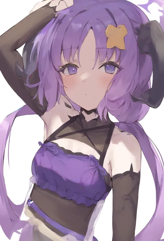 masterpiece, best quality, general, purple bikini, 1girl, solo, simple background — by k3scat, made with ComfyUI