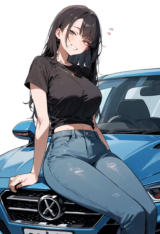 masterpiece, best quality, score_7, safe, on car, 1girl, solo, simple background — by k3scat, made with ComfyUI