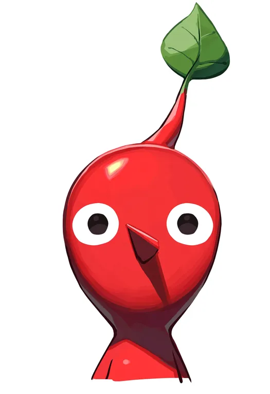 masterpiece, best quality, score_7, safe, red pikmin, solo, upper body, simple background — by k3scat, made with ComfyUI