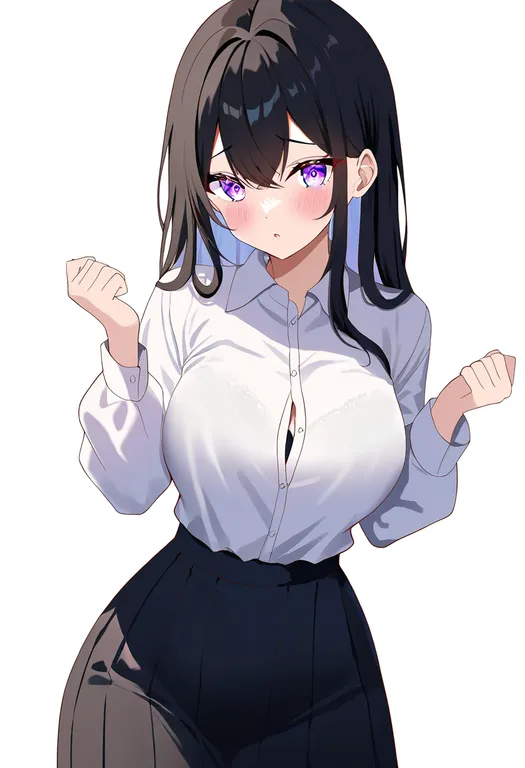masterpiece, best quality, newest, absurdres, highres, safe, bra_peek, 1girl, solo, simple_background — by k3scat, made with ComfyUI