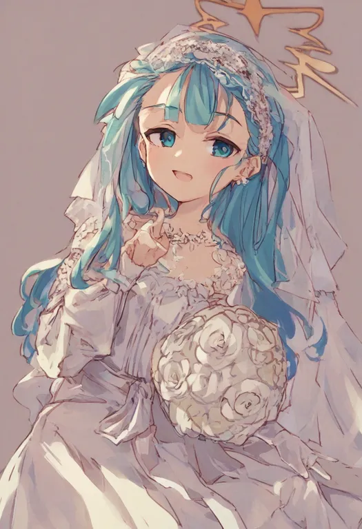 masterpiece, best quality, general, bridal veil, 1girl, solo, simple background — by k3scat, made with ComfyUI