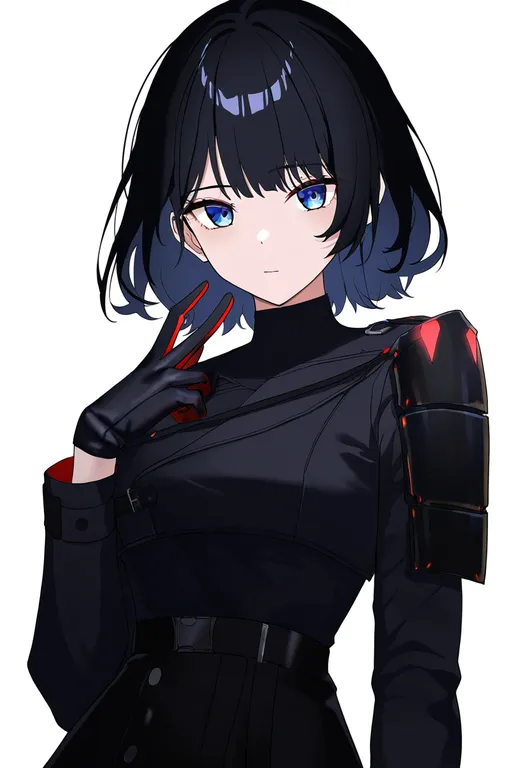 masterpiece, best quality, newest, absurdres, highres, safe, two-tone_gloves, 1girl, solo, simple_background — by k3scat, made with ComfyUI