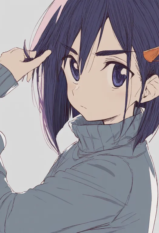 masterpiece, best quality, general, flip flappers, solo, simple background — by k3scat, made with ComfyUI
