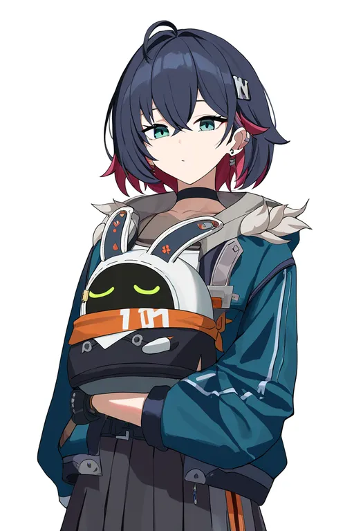masterpiece, best quality, newest, absurdres, highres, safe, bangboo_(zenless_zone_zero), 1girl, solo, simple_background — by k3scat, made with ComfyUI