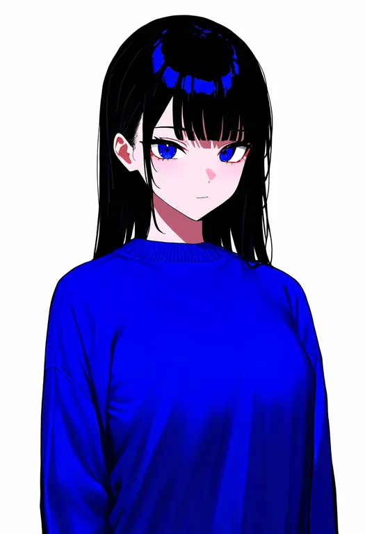 masterpiece, best quality, newest, absurdres, highres, safe, blue_sweater, 1girl, solo, simple_background — by k3scat, made with ComfyUI