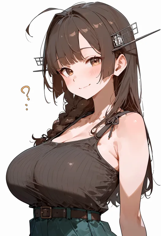 masterpiece, best quality, score_7, safe, chougei (kancolle), solo, upper body, simple background — by k3scat, made with ComfyUI