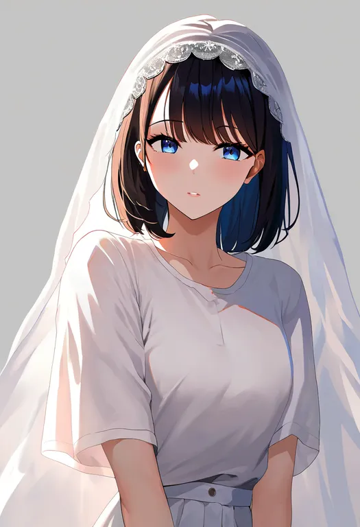 masterpiece, best quality, newest, absurdres, highres, safe, bridal_veil, 1girl, solo, simple_background — by k3scat, made with ComfyUI