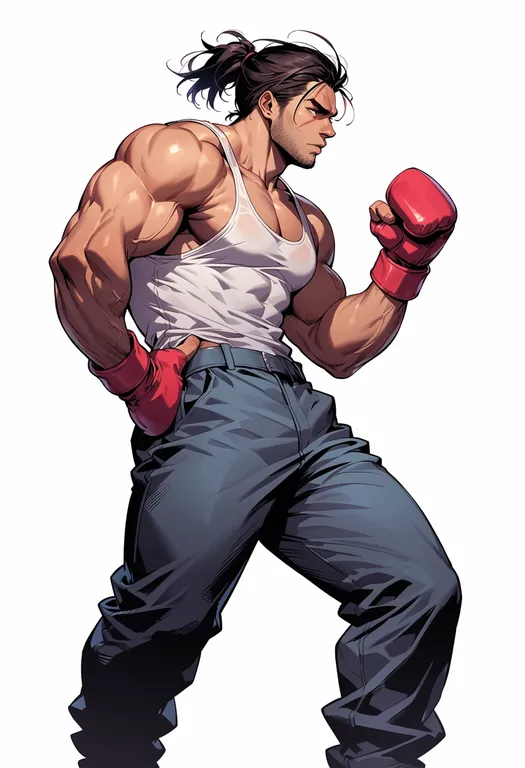 masterpiece, best quality, score_7, safe, groove on fight, solo, simple background — by k3scat, made with ComfyUI