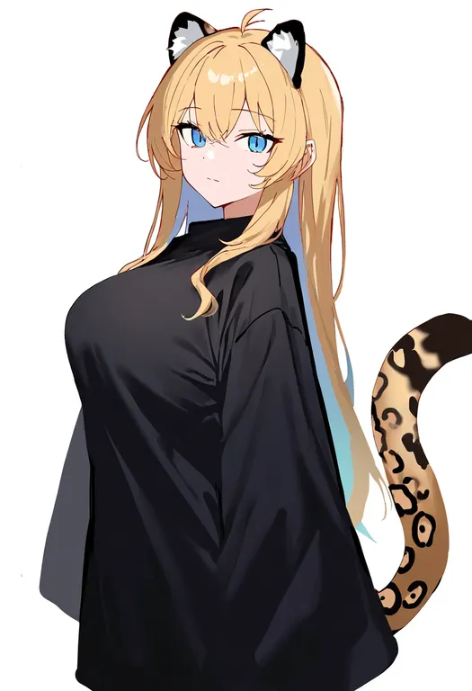 masterpiece, best quality, newest, absurdres, highres, safe, jaguar_tail, 1girl, solo, simple_background — by k3scat, made with ComfyUI