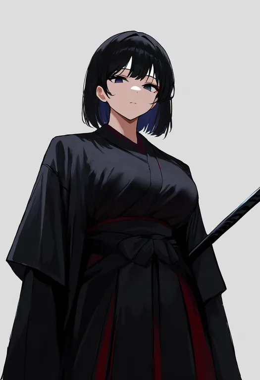 masterpiece, best quality, newest, absurdres, highres, safe, naginata, 1girl, solo, simple_background — by k3scat, made with ComfyUI