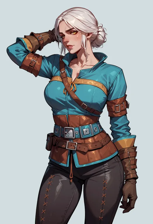 masterpiece, best quality, score_7, safe, the witcher 3, solo, simple background — by k3scat, made with ComfyUI