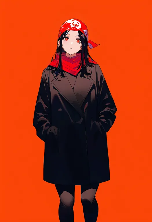 masterpiece, best quality, newest, absurdres, highres, safe, orange_bandana, 1girl, solo, simple_background — by k3scat, made with ComfyUI