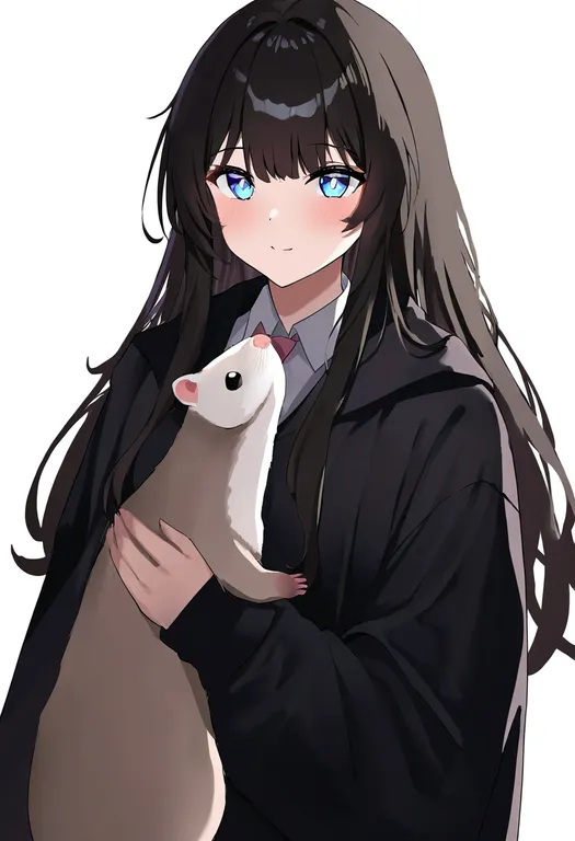 masterpiece, best quality, newest, absurdres, highres, safe, ferret, 1girl, solo, simple_background — by k3scat, made with ComfyUI