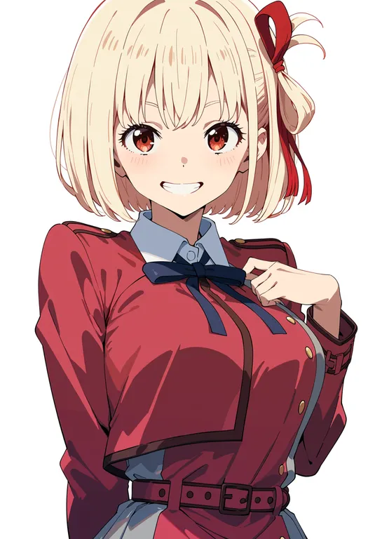 masterpiece, best quality, score_7, safe, nishikigi chisato, lycoris recoil, solo, upper body, simple background — by k3scat, made with ComfyUI