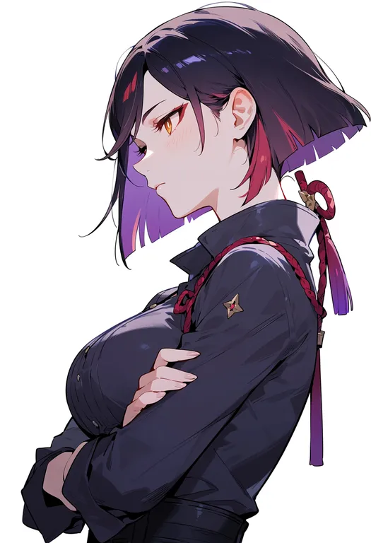 masterpiece, best quality, score_7, safe, makoto (genshin impact), genshin impact, solo, upper body, simple background — by k3scat, made with ComfyUI