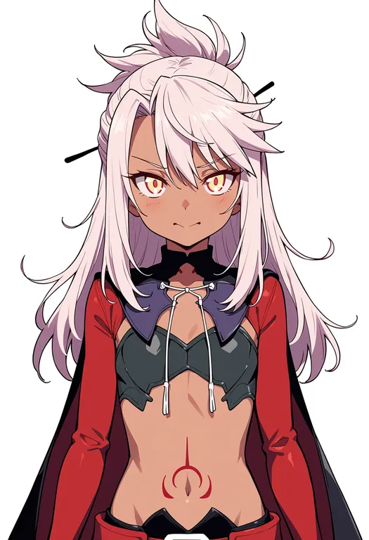 masterpiece, best quality, score_7, safe, chloe von einzbern (archer install), solo, upper body, simple background — by k3scat, made with ComfyUI