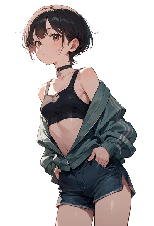 masterpiece, best quality, score_7, safe, oekaki musume, solo, simple background — by k3scat, made with ComfyUI