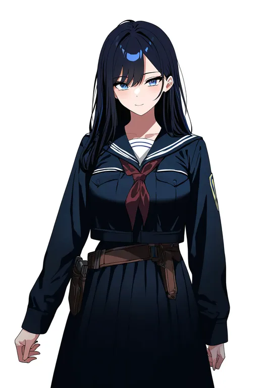 masterpiece, best quality, newest, absurdres, highres, safe, holster, 1girl, solo, simple_background — by k3scat, made with ComfyUI