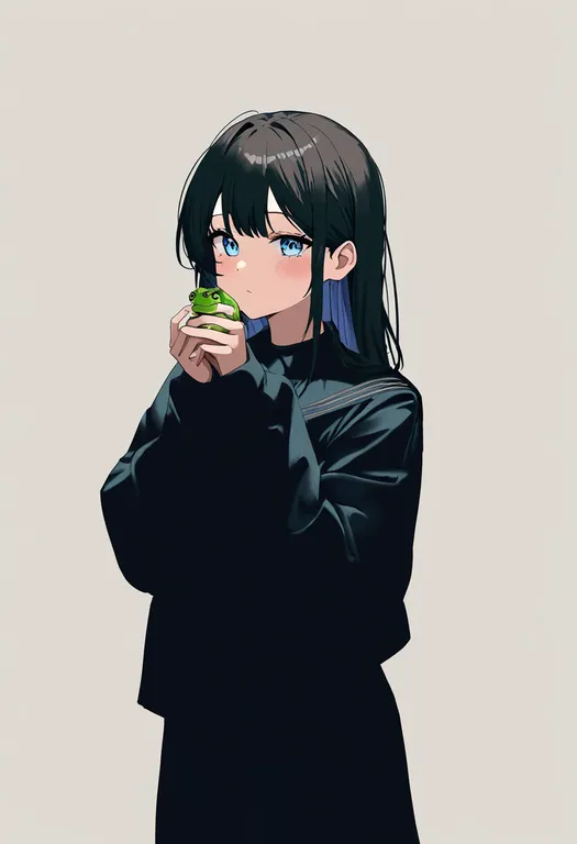 masterpiece, best quality, newest, absurdres, highres, safe, frog, 1girl, solo, simple_background — by k3scat, made with ComfyUI