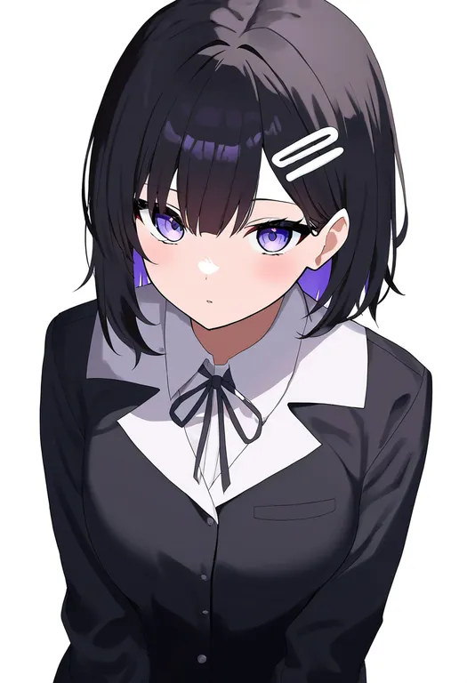 masterpiece, best quality, newest, absurdres, highres, safe, multiple_hairclips, 1girl, solo, simple_background — by k3scat, made with ComfyUI