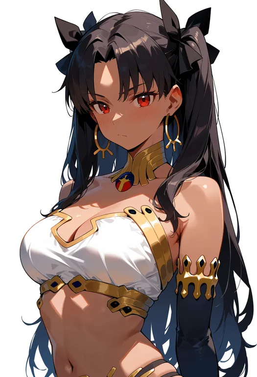 masterpiece, best quality, score_7, safe, ishtar (fate), solo, upper body, simple background — by k3scat, made with ComfyUI