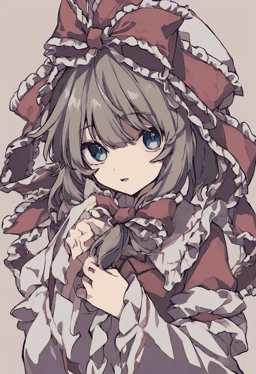 masterpiece, best quality, general, frilled bow, 1girl, solo, simple background — by k3scat, made with ComfyUI