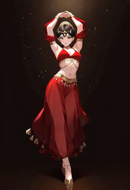 masterpiece, best quality, newest, absurdres, highres, safe, dancer, 1girl, solo, simple_background — by k3scat, made with ComfyUI