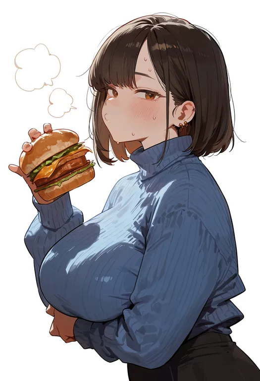 masterpiece, best quality, score_7, safe, french cruller, 1girl, solo, upper body, simple background — by k3scat, made with ComfyUI