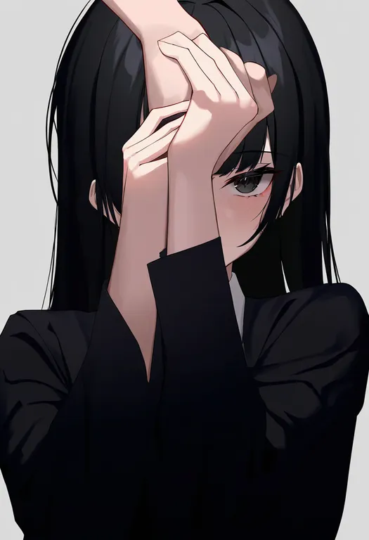masterpiece, best quality, newest, absurdres, highres, safe, holding_another's_wrists, 1girl, solo, simple_background — by k3scat, made with ComfyUI