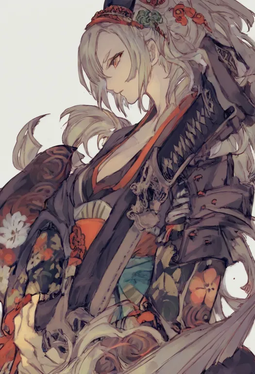 masterpiece, best quality, general, oboro muramasa, solo, simple background — by k3scat, made with ComfyUI