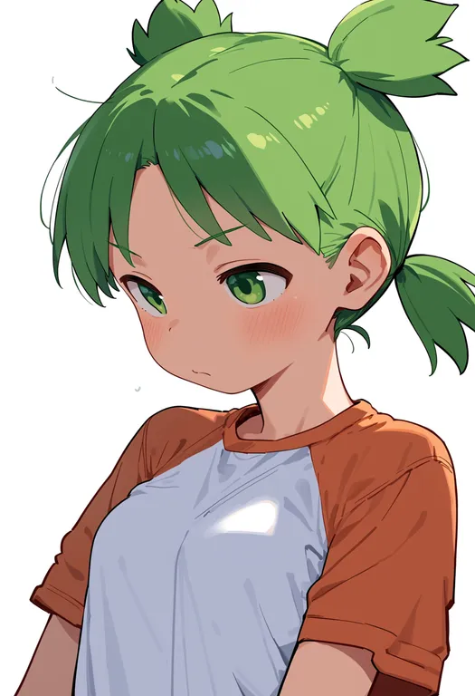 masterpiece, best quality, score_7, safe, koiwai yotsuba, solo, upper body, simple background — by k3scat, made with ComfyUI