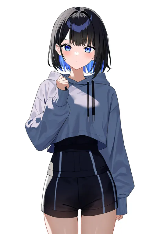 masterpiece, best quality, newest, absurdres, highres, safe, swim_trunks, 1girl, solo, simple_background — by k3scat, made with ComfyUI