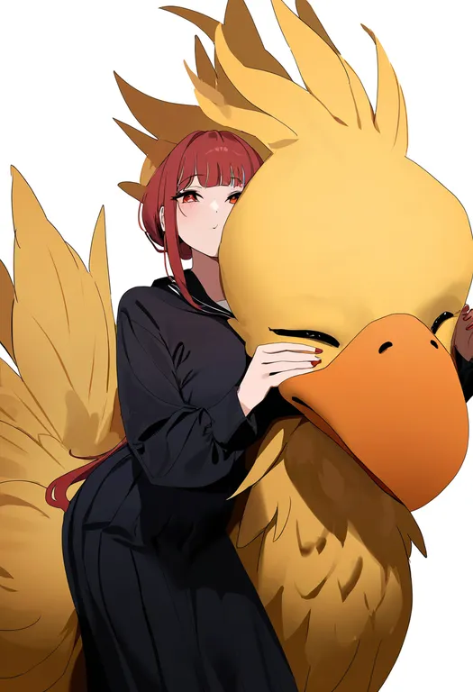 masterpiece, best quality, newest, absurdres, highres, safe, chocobo, 1girl, solo, simple_background — by k3scat, made with ComfyUI